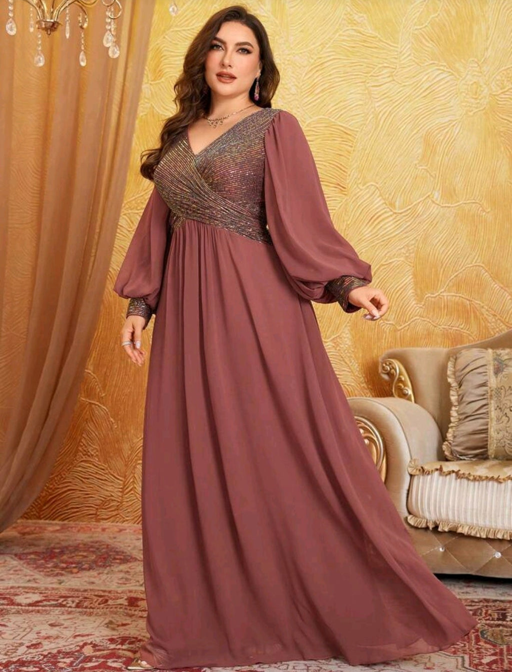 Vestido lentejuelas tornasol y falda chiffon