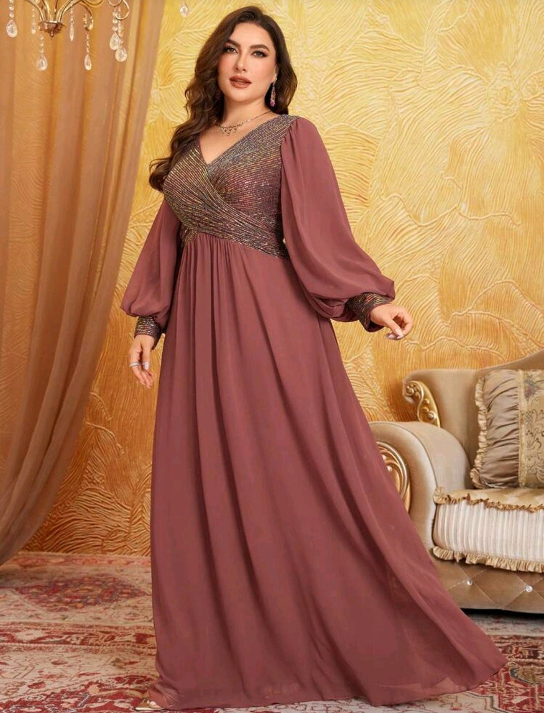 Vestido lentejuelas tornasol y falda chiffon