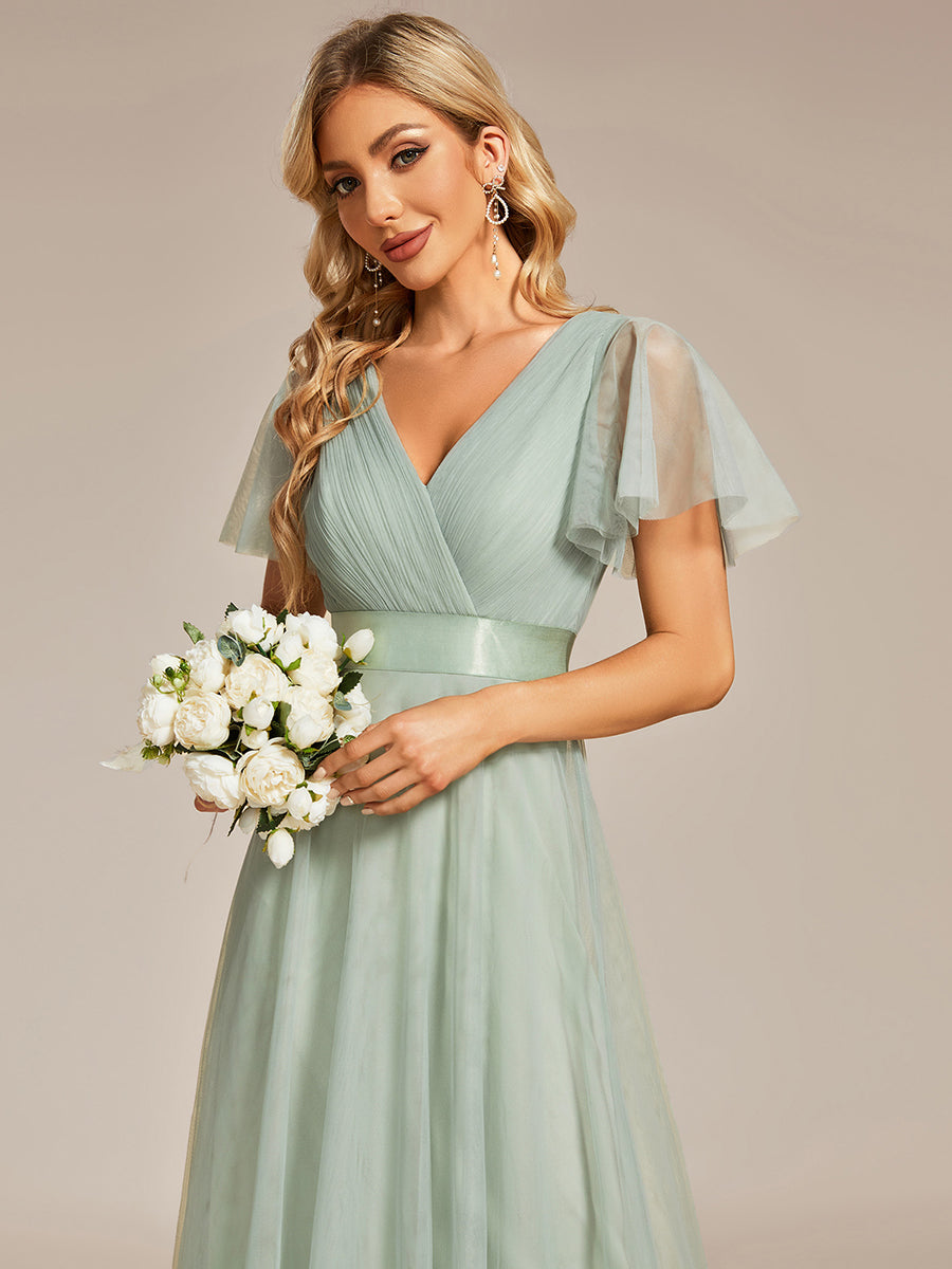 Vestido verde sage corte A de Tul