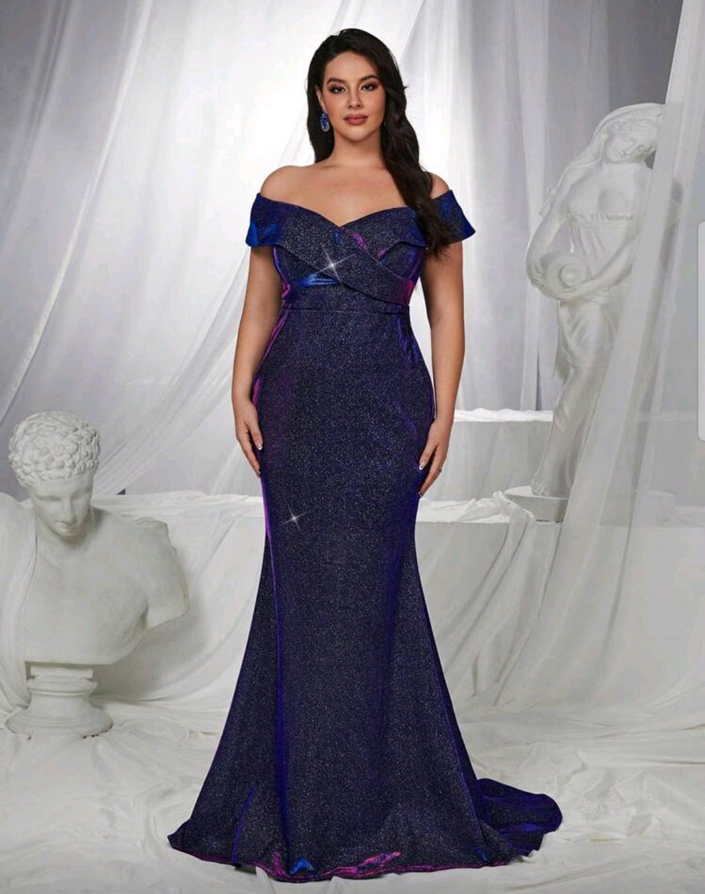 Vestido tornasol de manga caída