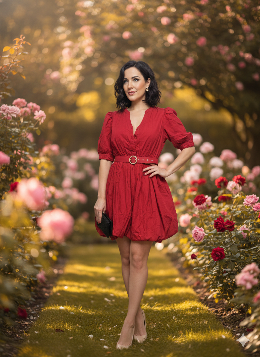 Vestido rojo manga corta
