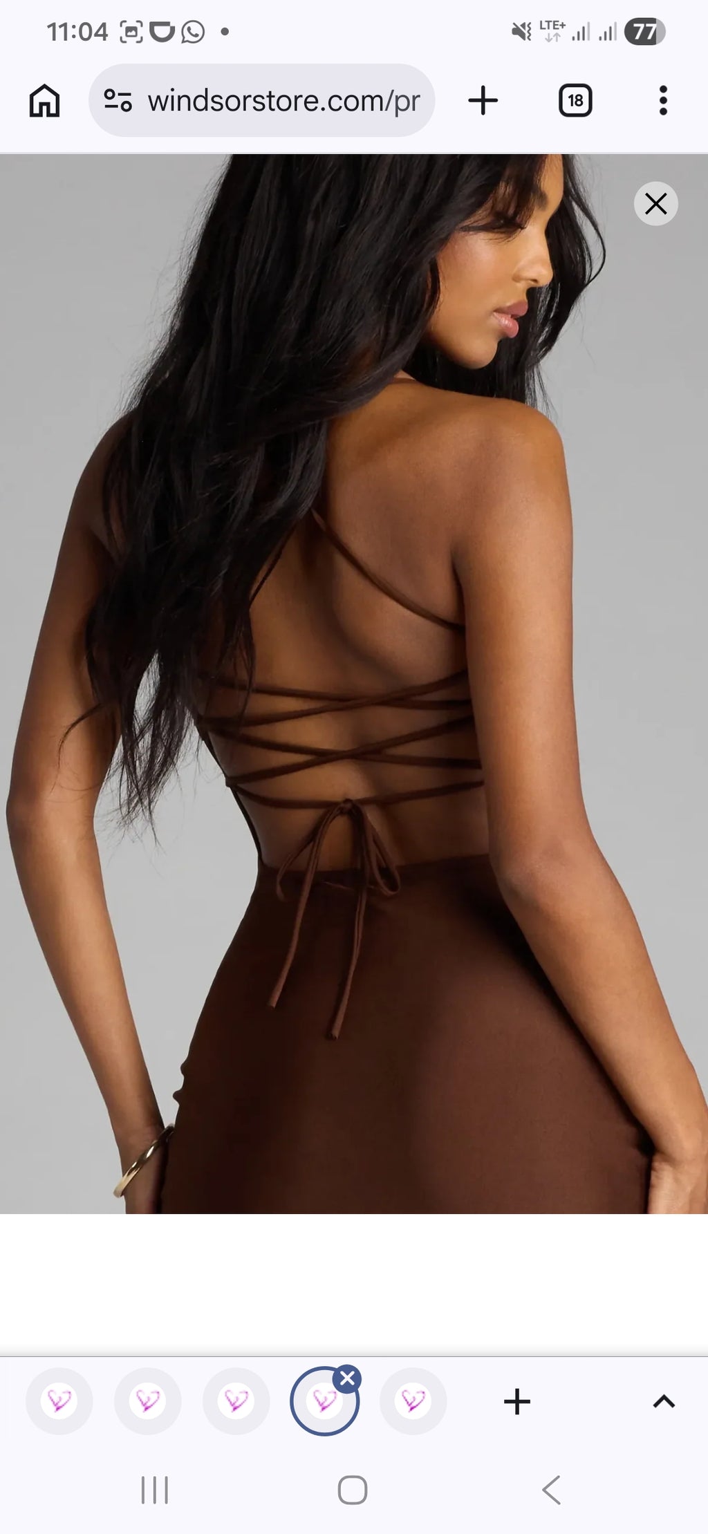 Vestido café midi espalda abierta ajustable
