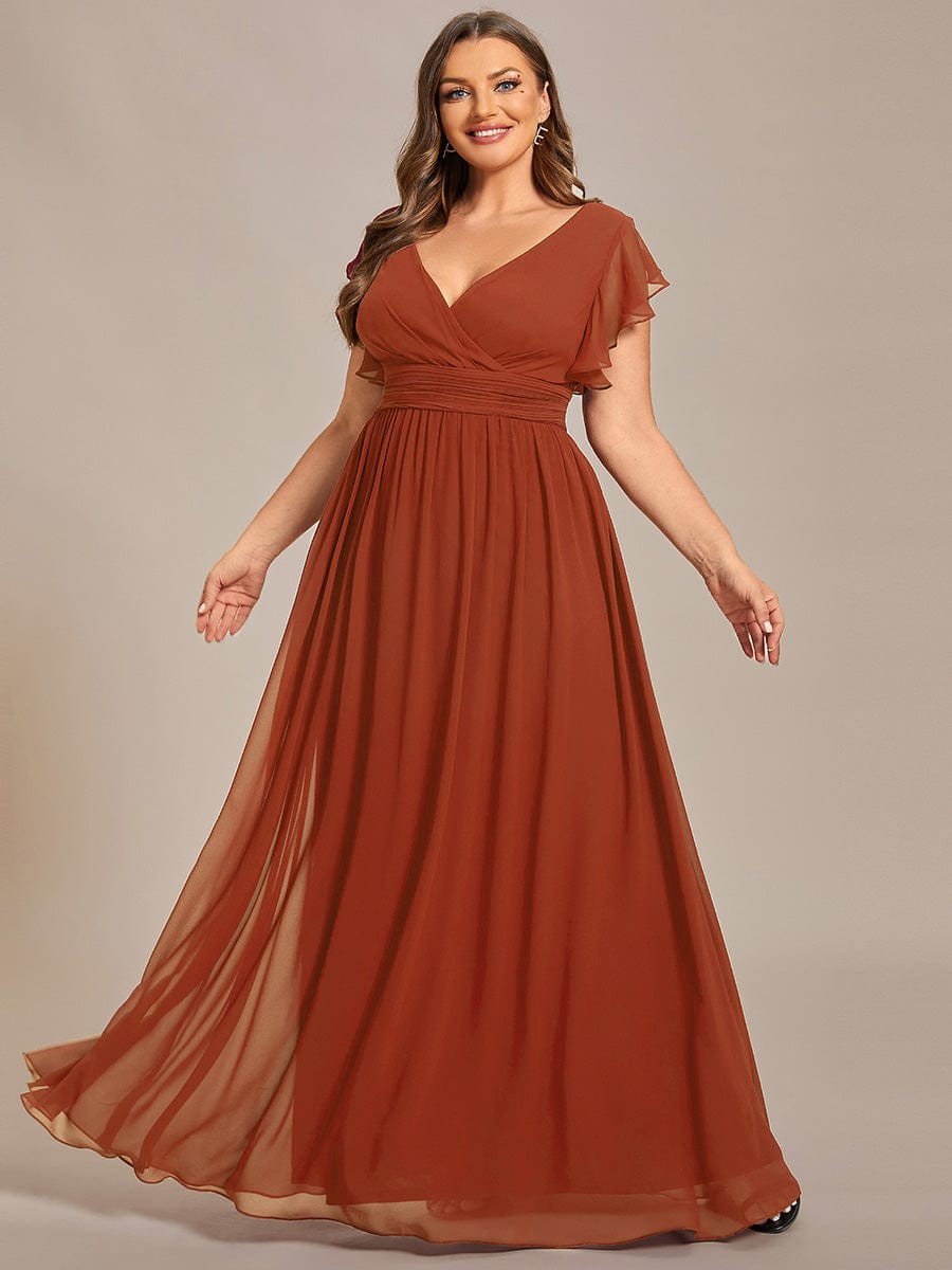 Vestido Terracota con escote en V y espalda semi abierta