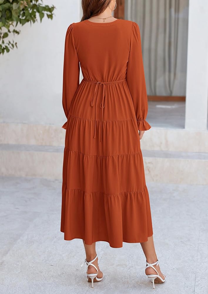 Vestido Terracota manga larga