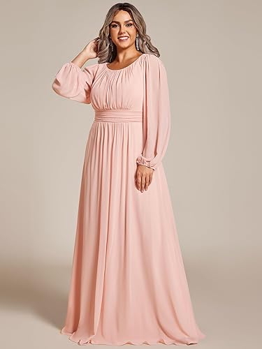 Vestido rosa manga larga