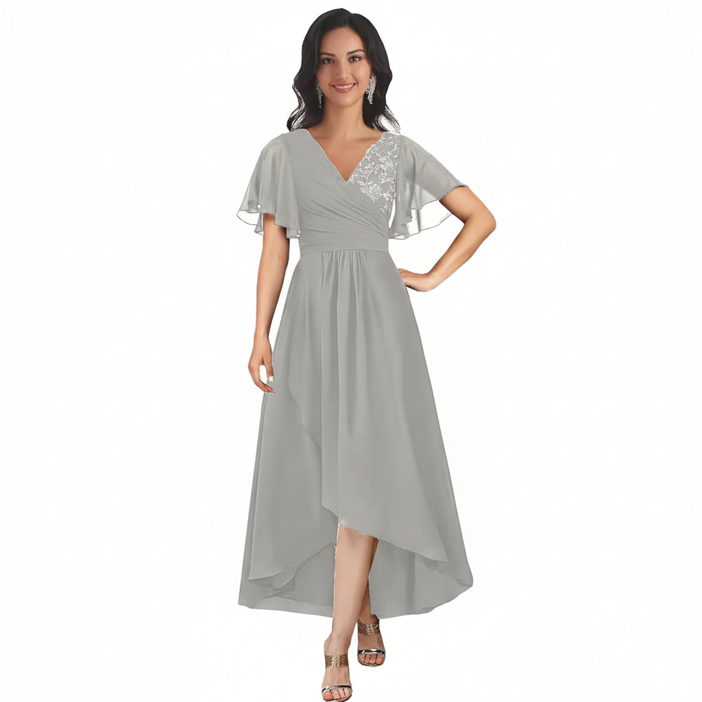 Vestido verde grisáceo claro midi