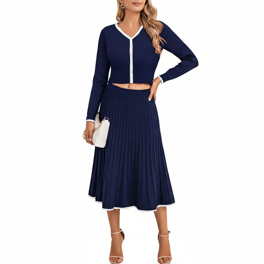 Conjunto 2 piezas falda y sueta azul marino