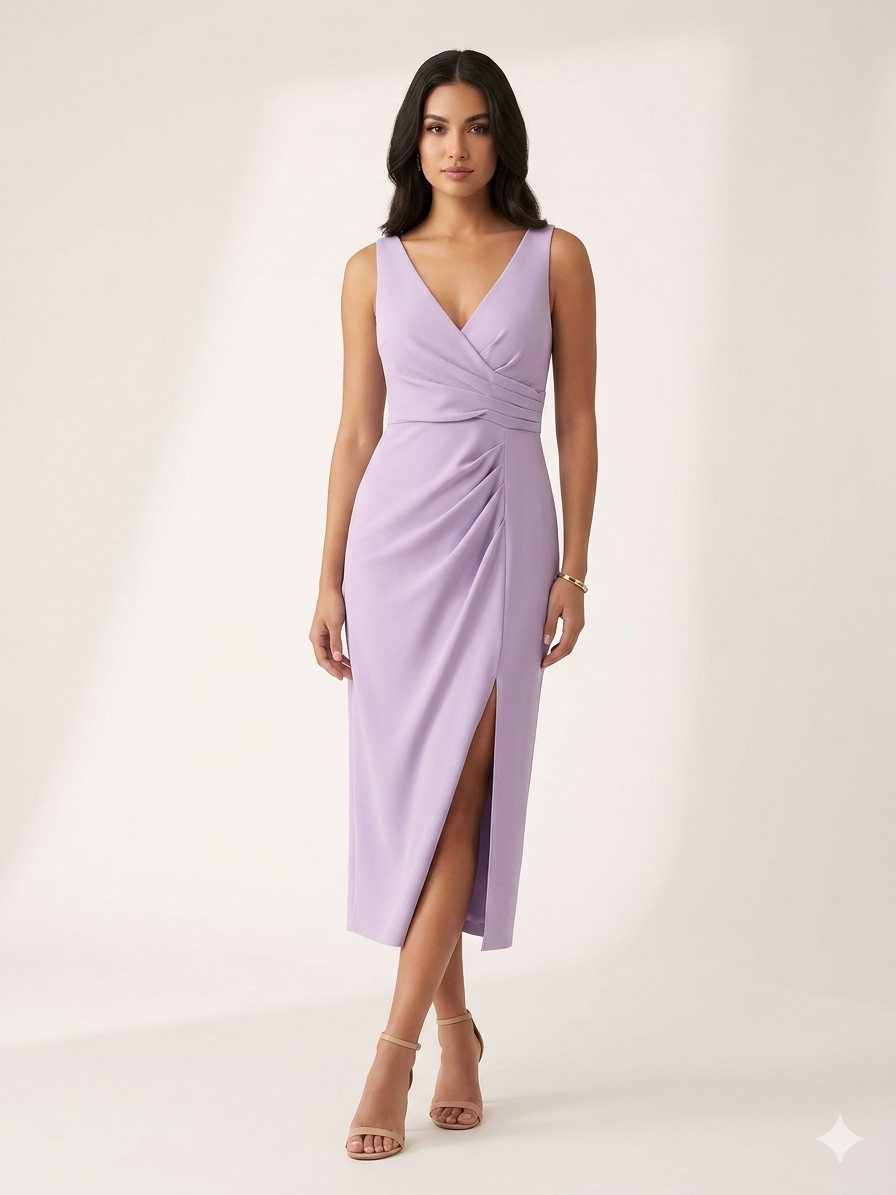 Vestido lila formal midi