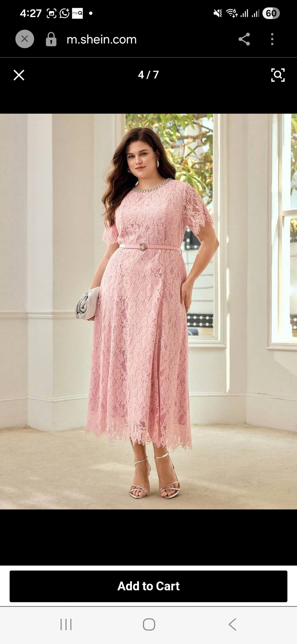 Vestido formal palo rosa encaje con forro