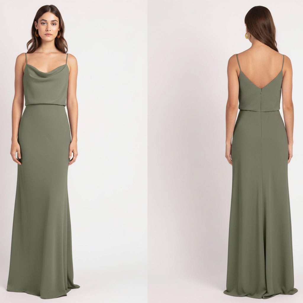 Vestido verde oliva tirante delgado