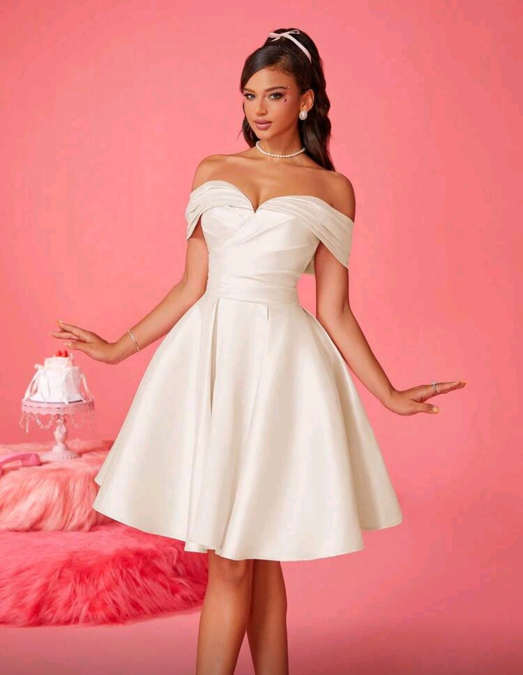 Vestido color crema core princesa manga caída