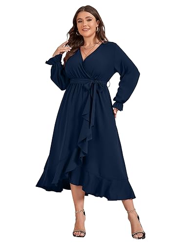 Vestido manga larga azul oscuro