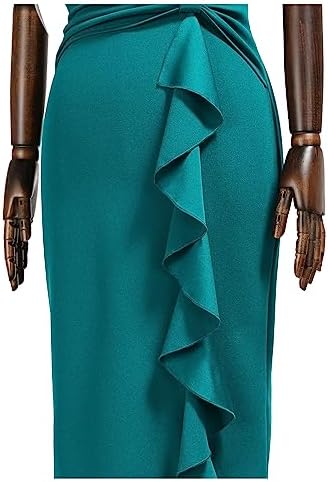 Vestido formal midi verde menta con peplum