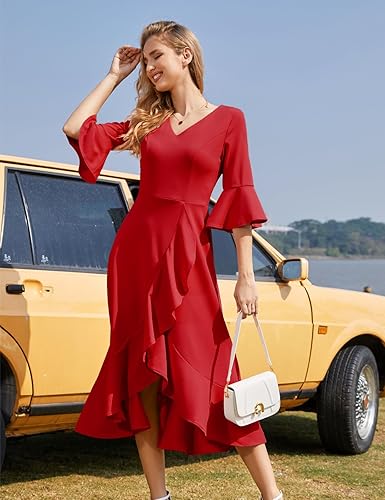 Vestido rojo formal midi