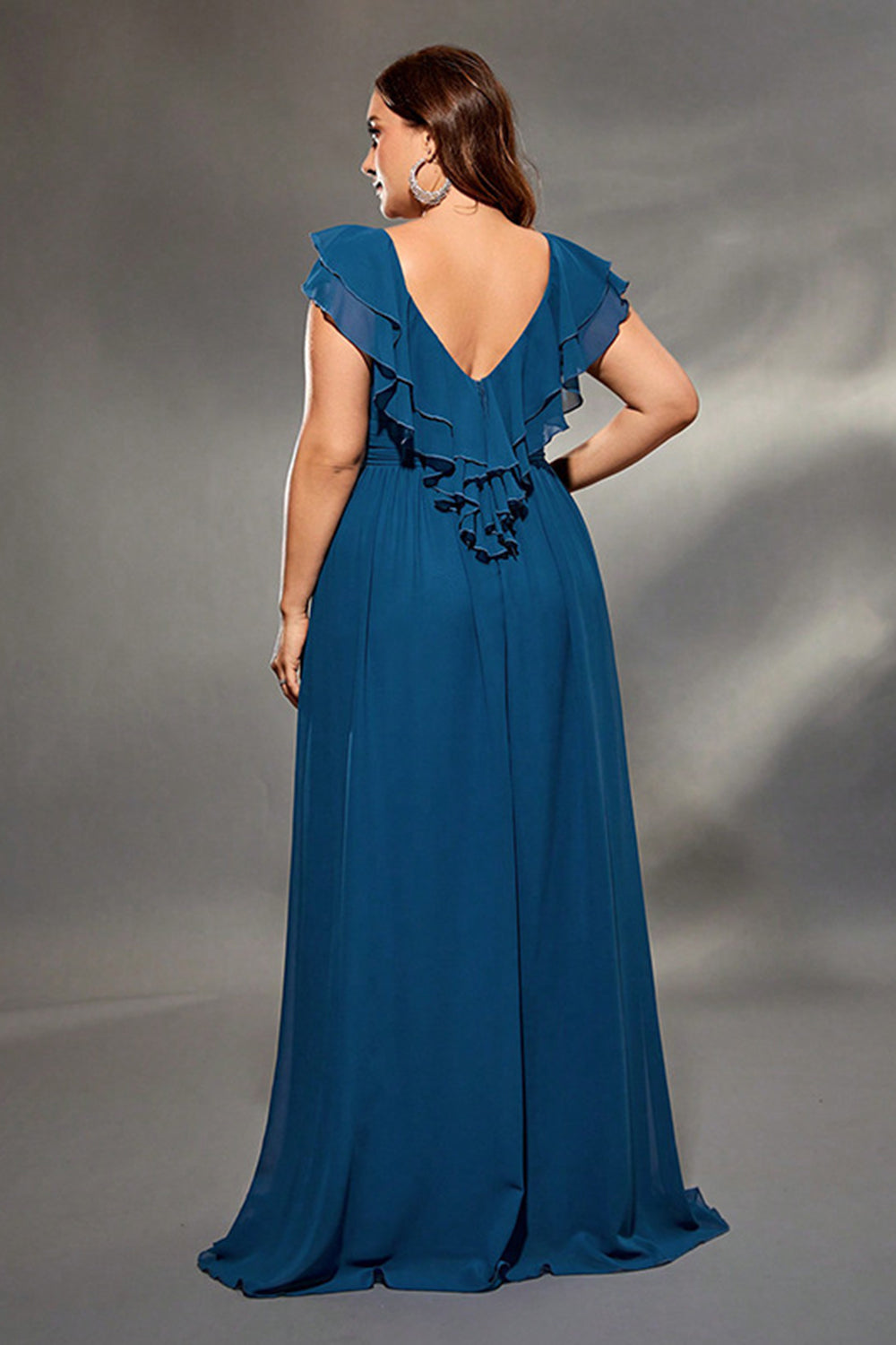 Vestido azul marino corte A con espalda en V