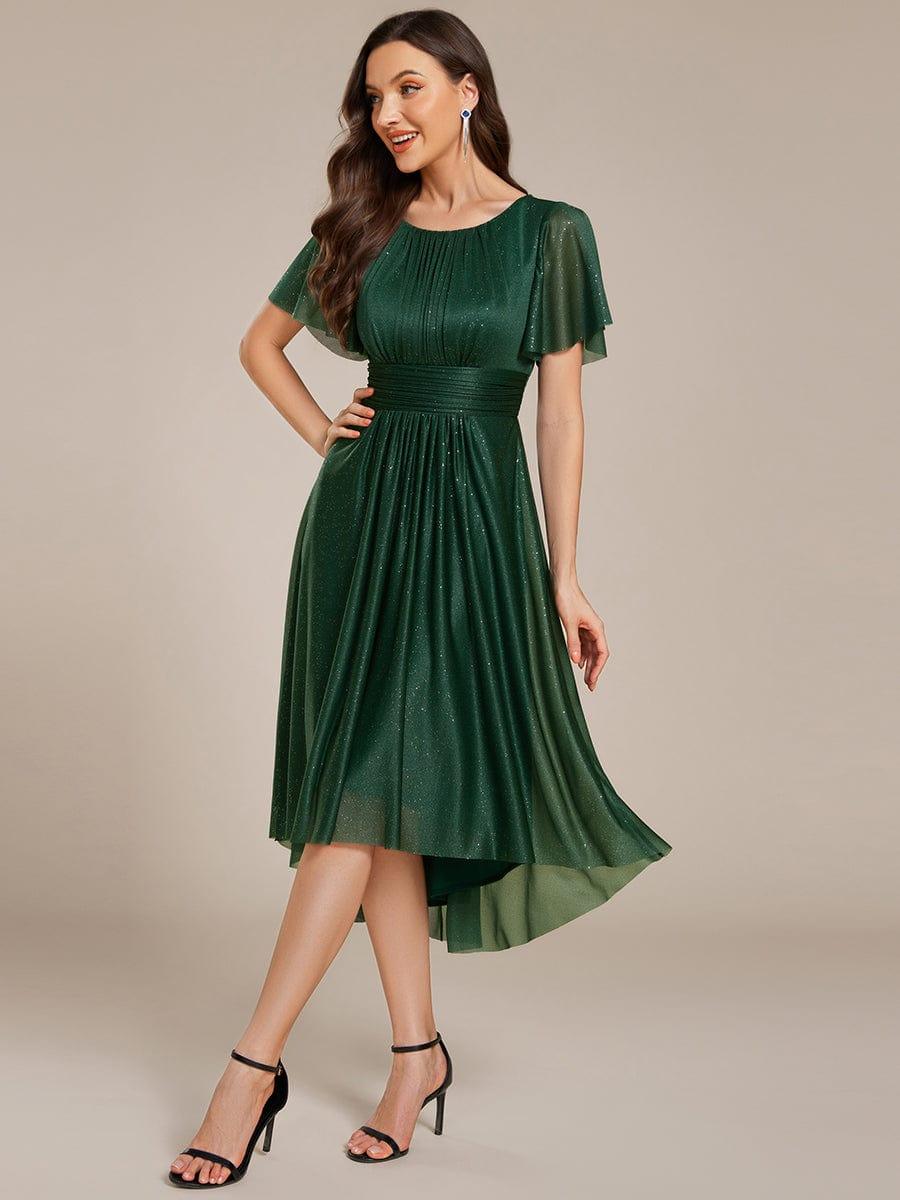 Vestido midi verde esmeralda con brillo