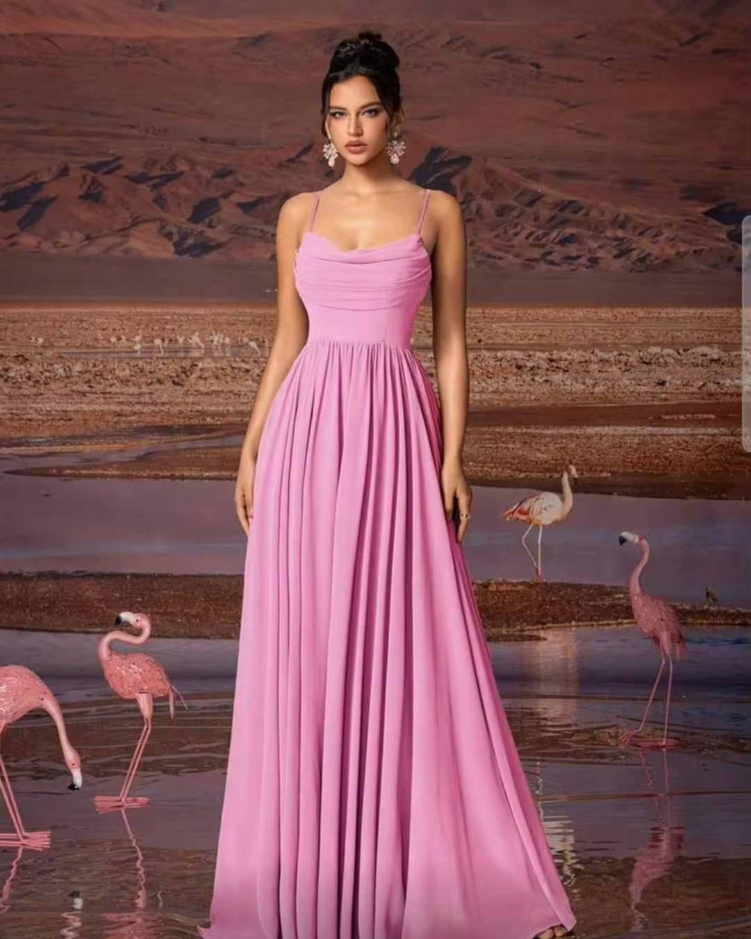 Vestido pink barbie tirante delgado corte A