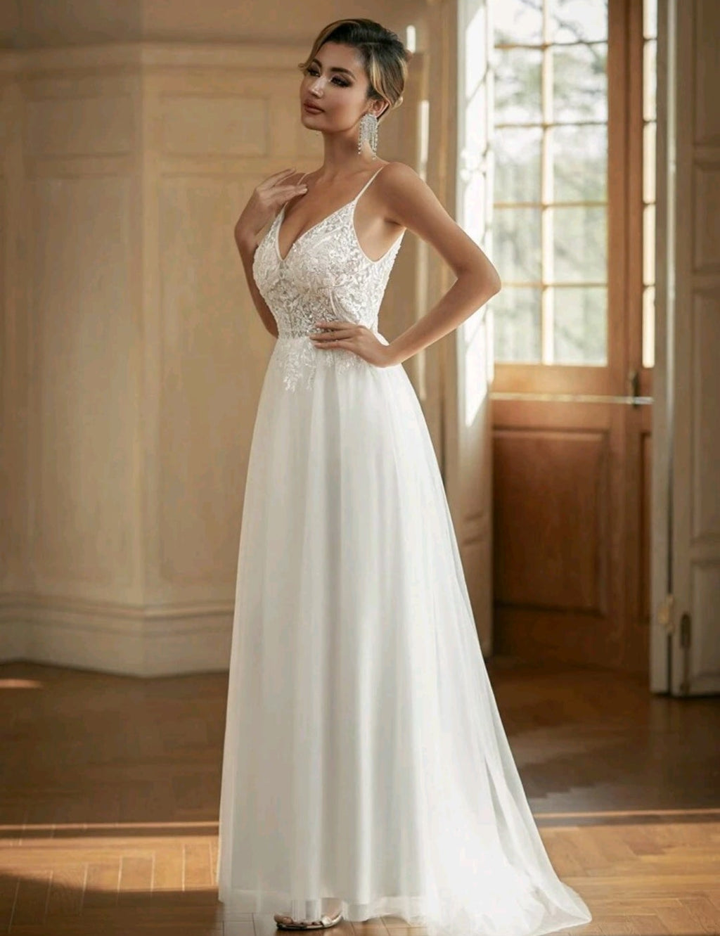 Vestido de novia – Estilo A-Line con Encaje Floral