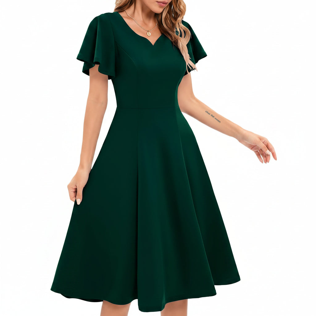 Vestido verde esmeralda formal midi