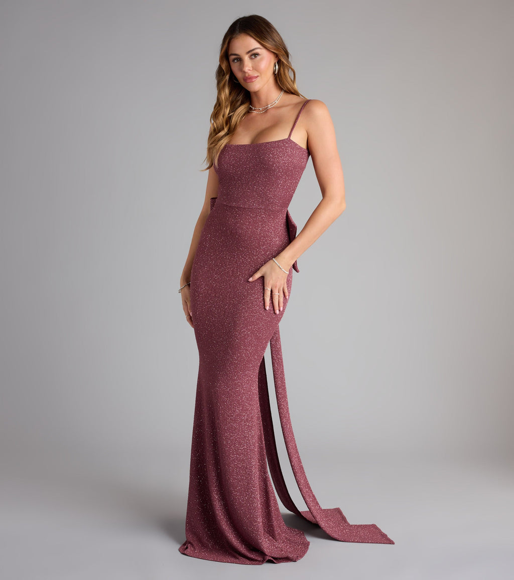 Vestido Gwendolyn mauve con brillo y espalda abierta