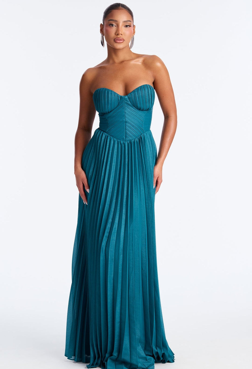 Vestido turquesa straple plisado