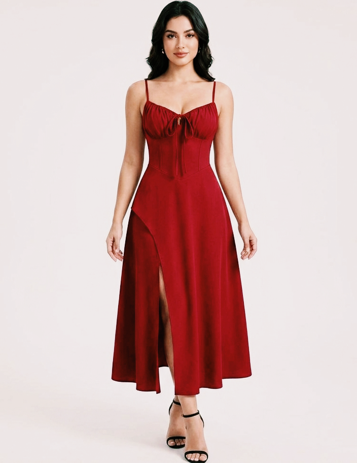 Vestido rojo casual tirante delgado