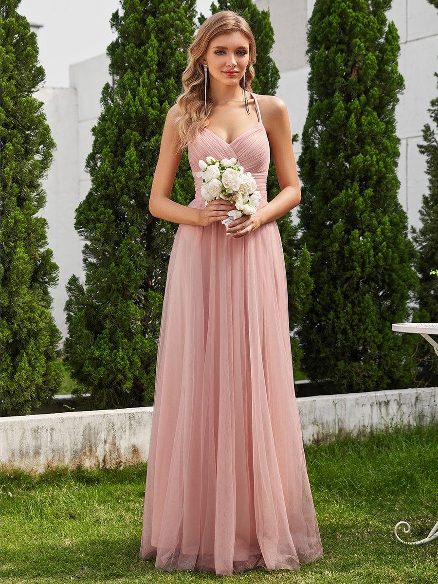 Vestido dusty pink de tul corte A