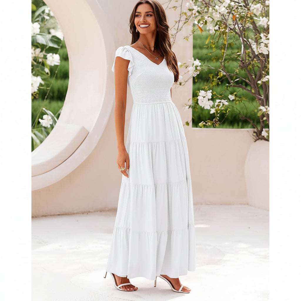 Vestido blanco casual largo