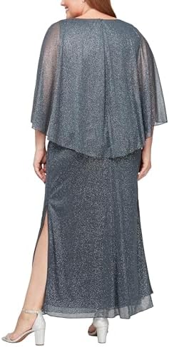 Vestido gris brillante oscuro manga tipo capa