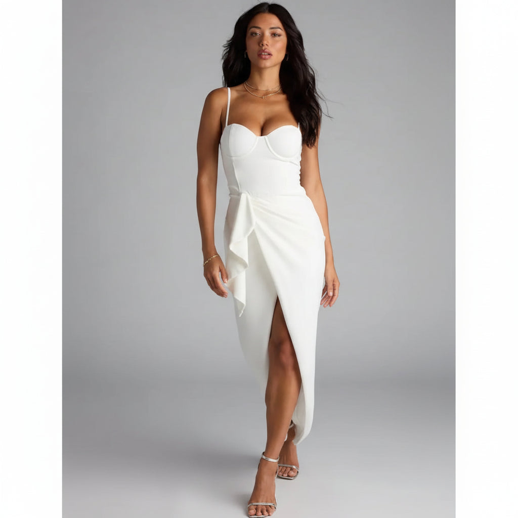 Vestido blanco formal tirante delgado