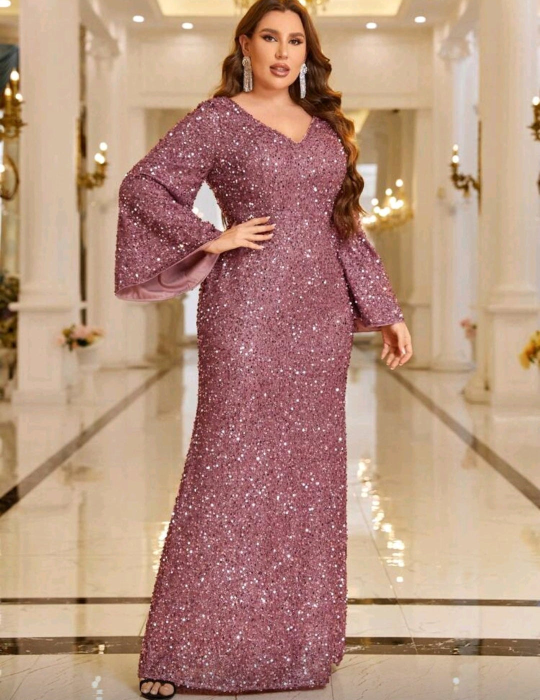Vestido manga mariposa dusty pink