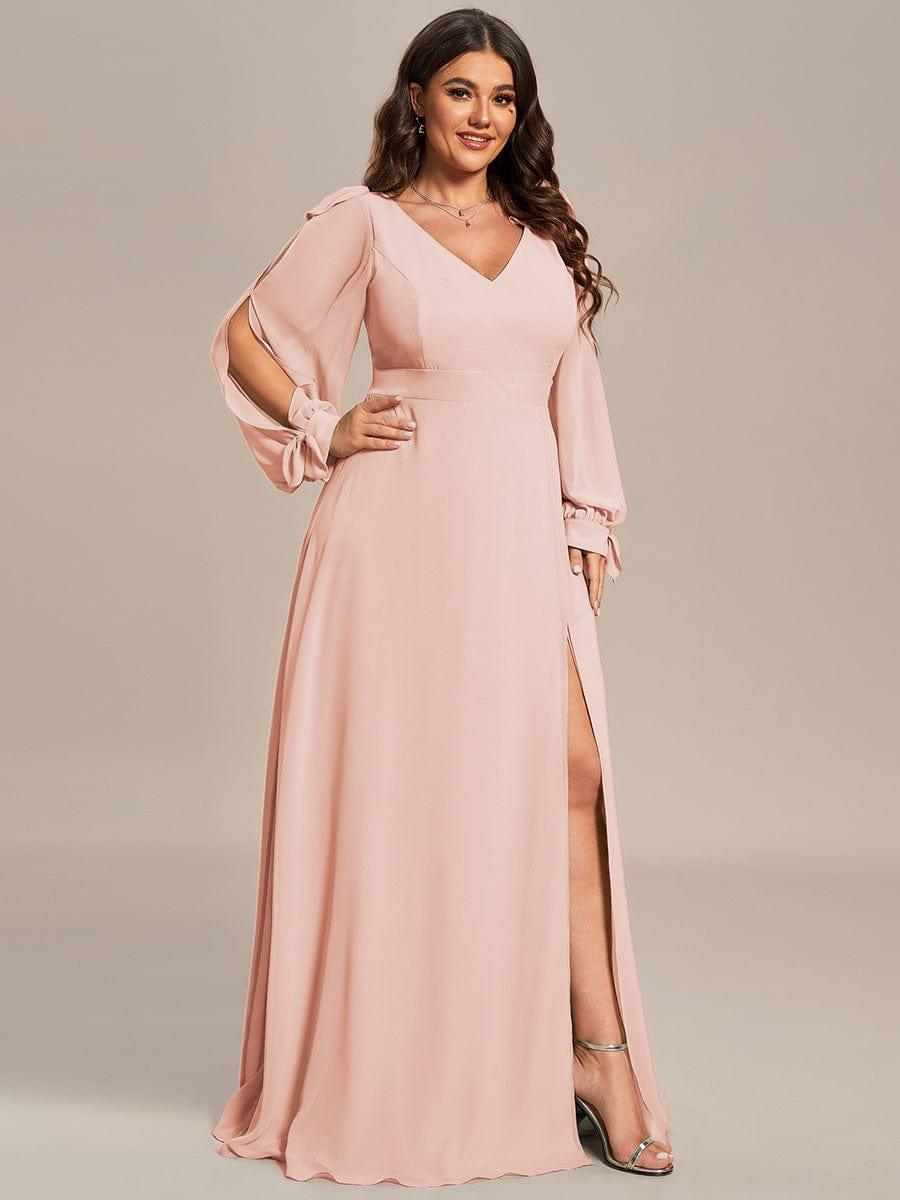 Vestido rosado manga larga corte A