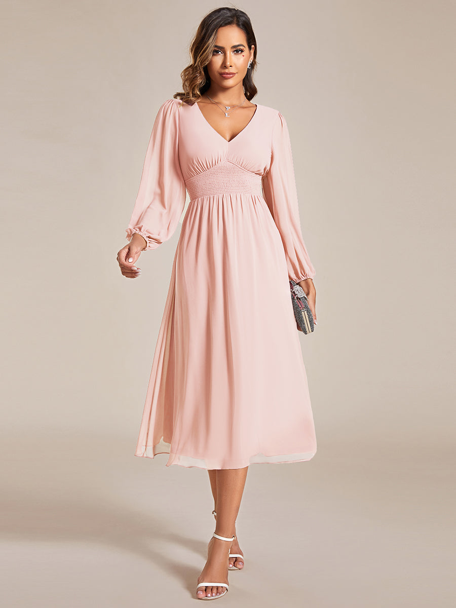 Vestido palo rosa midi manga larga