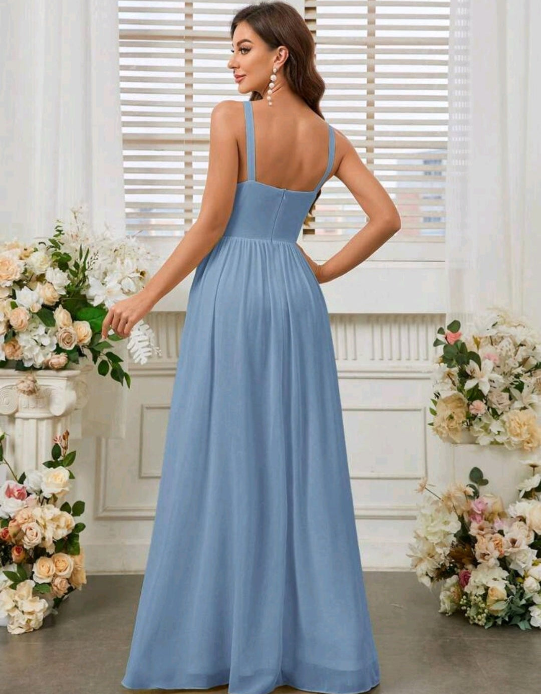 Vestido dusty blue corte A