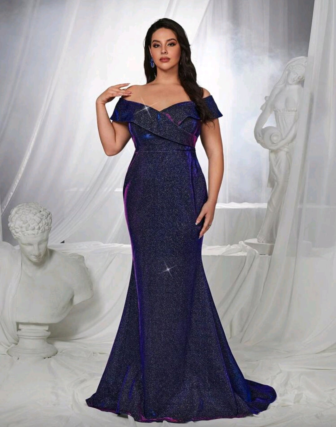 Vestido tornasol de manga caída