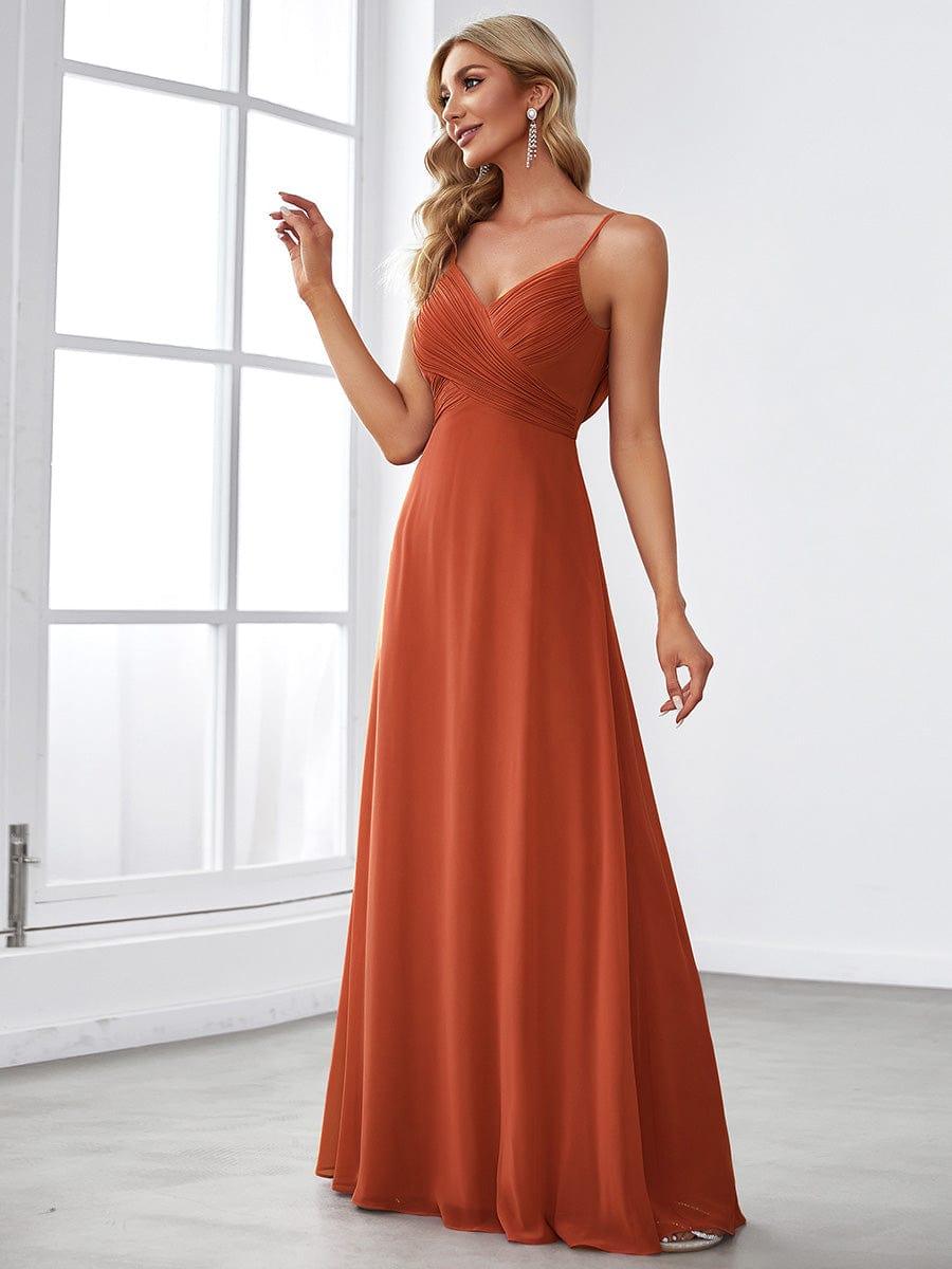 Vestido Terracota corte A con escote en V