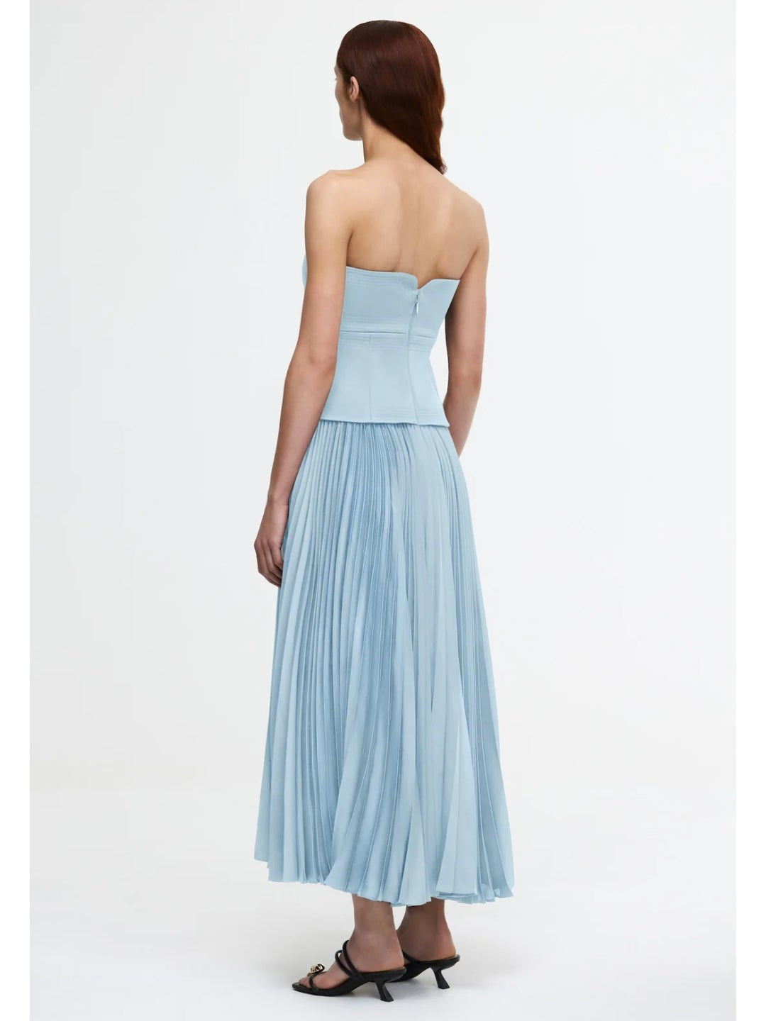 Vestido baby blue straple plisado