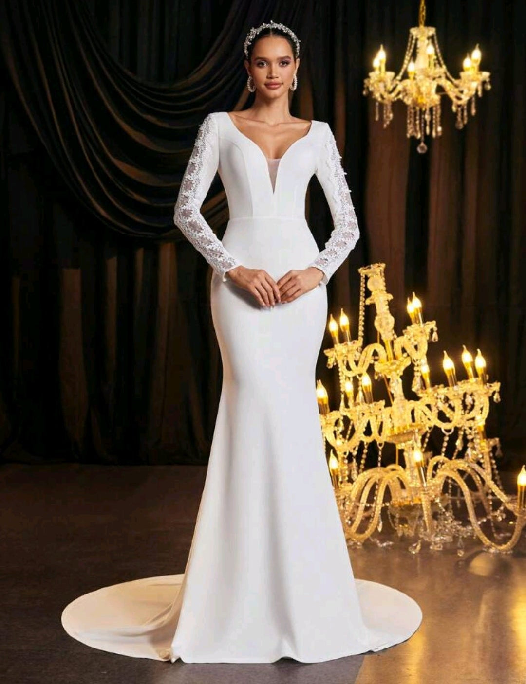 Vestido de Novia – Sirena Minimalista con Espalda de Ensueño