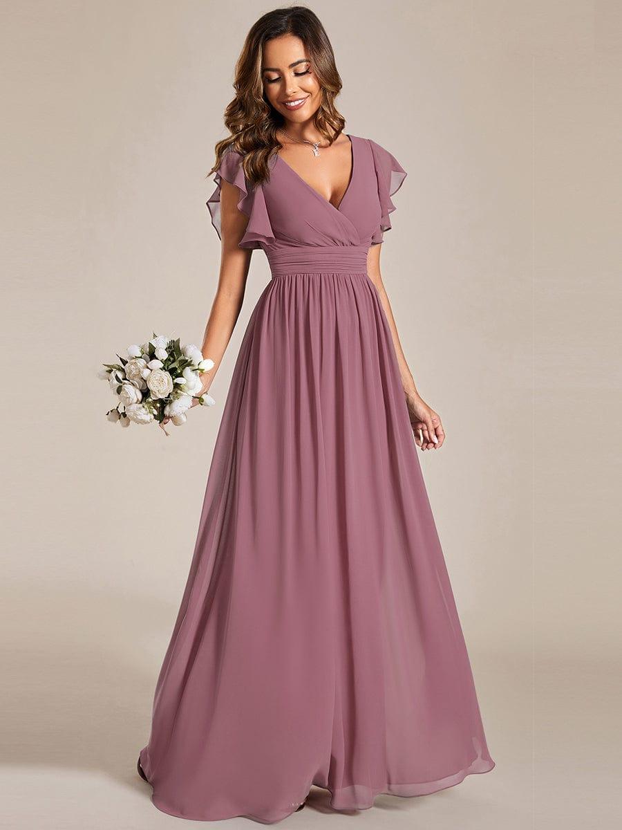 Vestido dusty pink con escote en V y espalda semi abierta