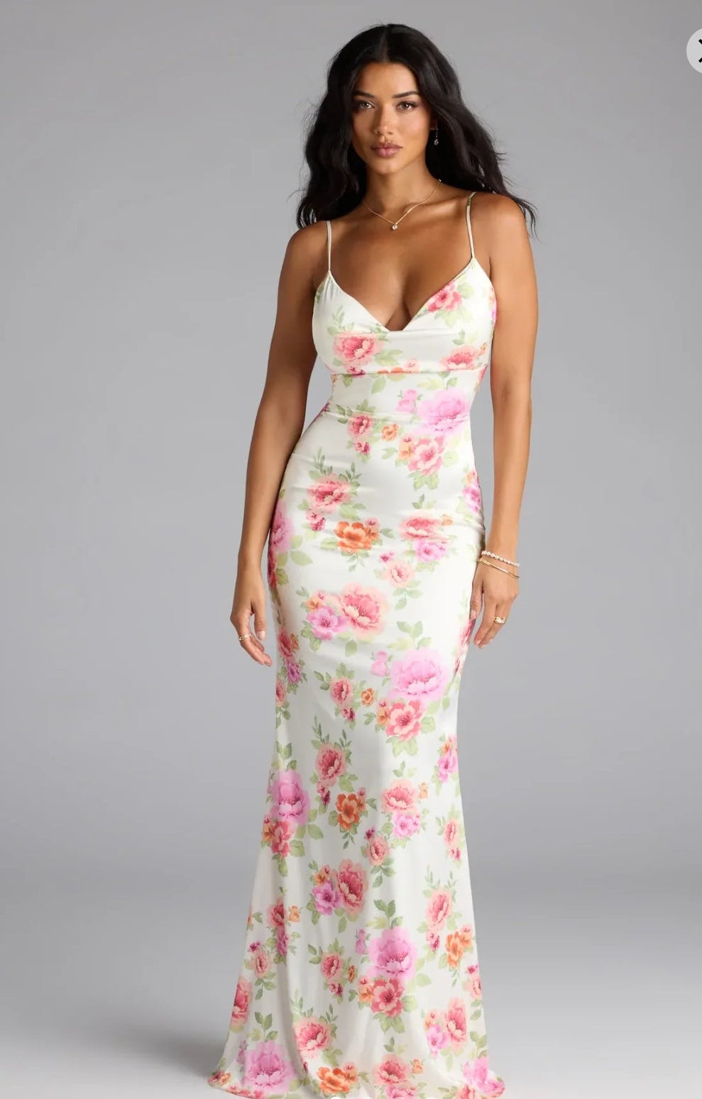 Vestido Emely floral satinado