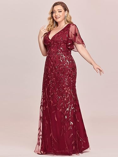 Vestido vino manga corta lentejuelas