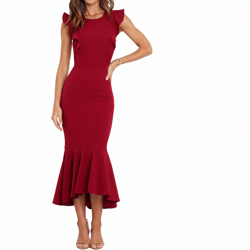 Vestido rojo formal midi
