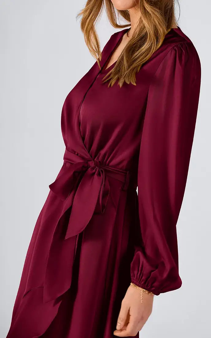 Vestido vino formal manga larga