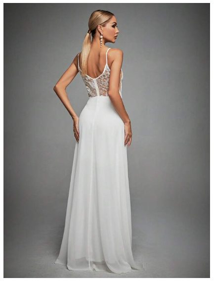 Vestido de Novia Largo con Cuerpo de Encaje y Falda Fluida