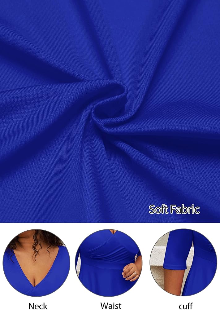 Vestido azul rey manga 3/4 midi