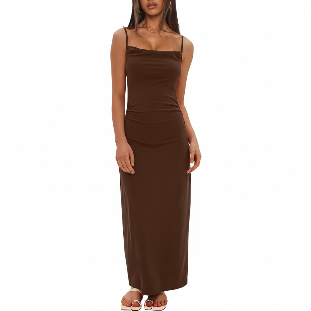 Vestido café casual largo