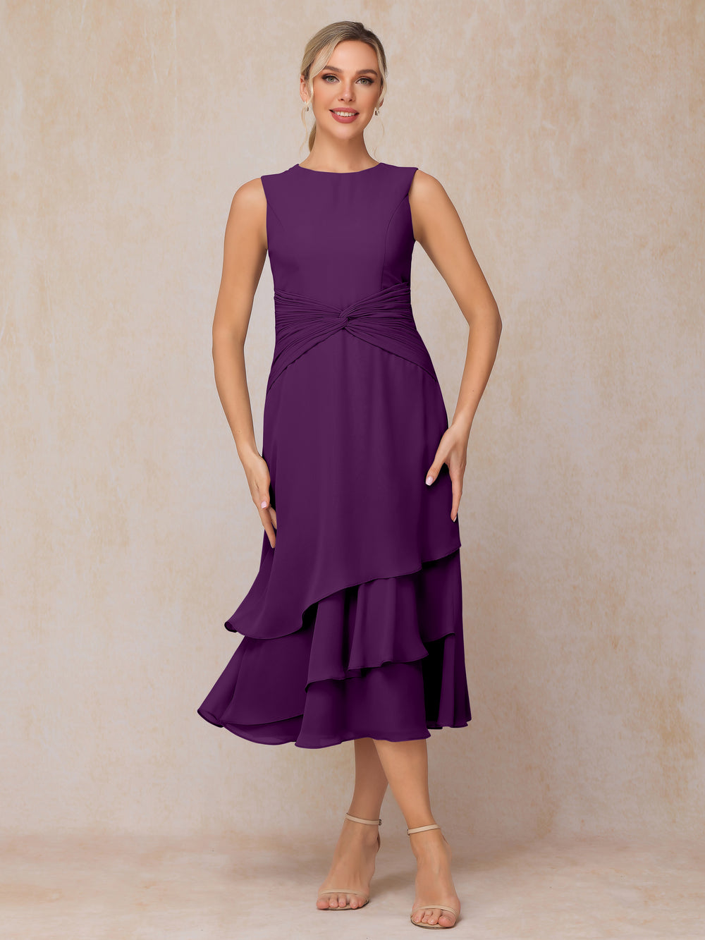 Vestido morado oscuro largo 2 piezas