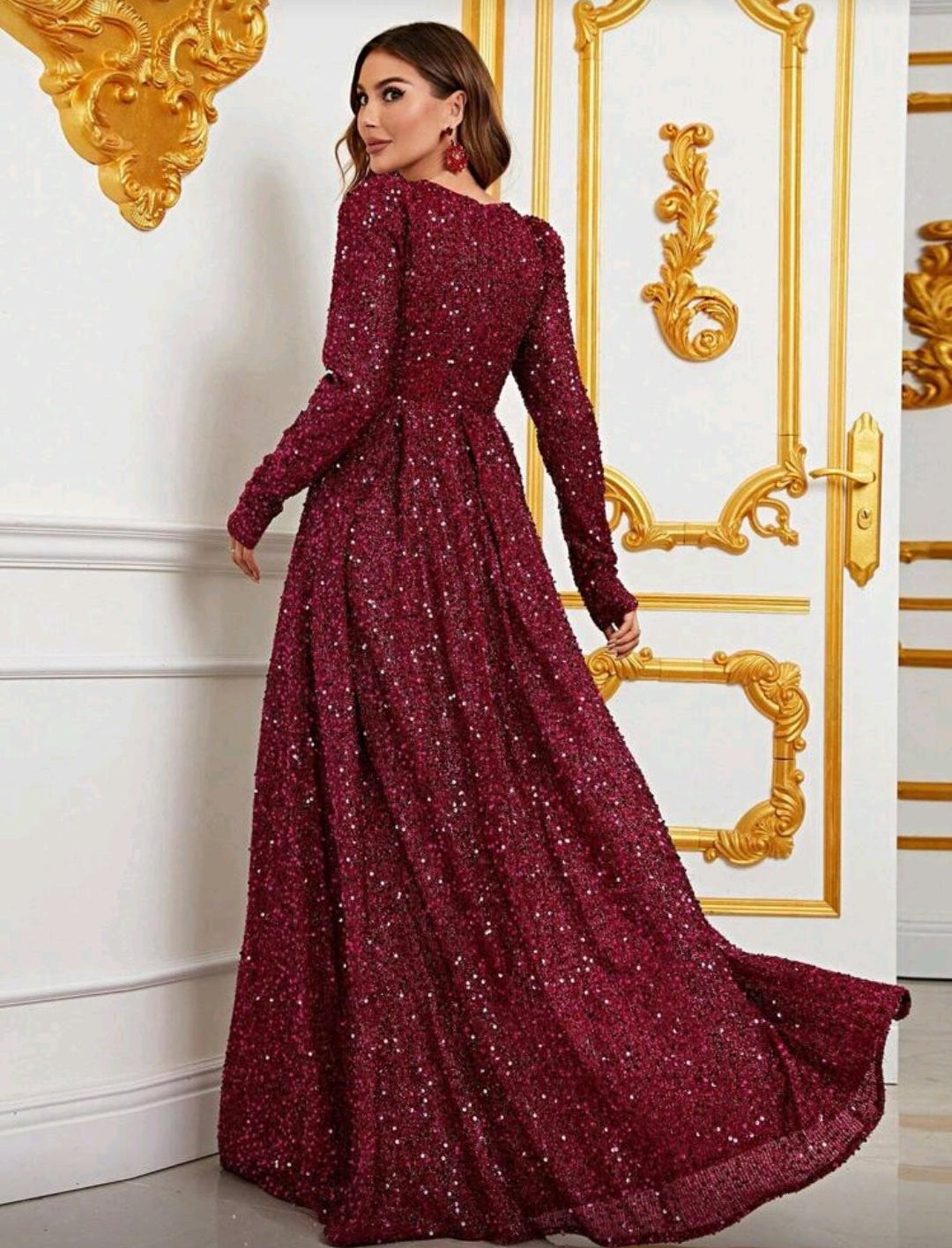 Vestido manga larga con escote corazón
