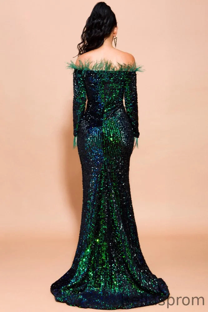 Vestido lentejuelas tornasol pegado al cuerpo manga caída