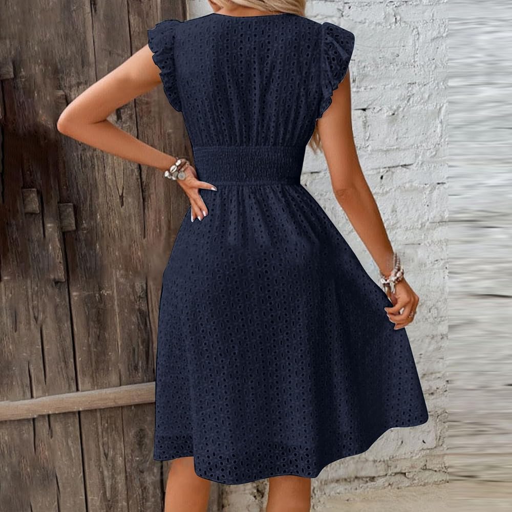 Vestido azul marino casual midi